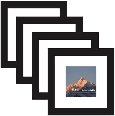 6x6 Picture Frame Set of 4 with Real Glass, Wall & Tabletop Display by SZYUU