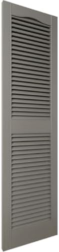 Ekena Millwork Lifetime Vinyl LL1S14X06700TG Standard Cathedral Top Center Mullion, Open Louver Vinyl Shutters, w/Installation Shutter-Lok's & Matching Screws (Per Pair), 14.5"W x 67"H, Tuxedo Grey - Image 3