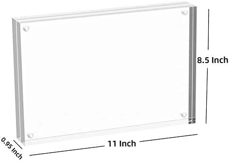 Meetu Acrylic Picture Frame 8.5x11,Clear Freestanding Double Sided 24mm Thickness Frameless Magnetic Photo Frames Desktop Display with Gift Box Package (1 Pack) - Image 2