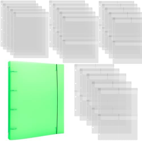 A4 Dies and Stamps Storage Book Binder Folder, Page Protectors Pockets Inserts Organizer for Cutting Dies Stencil Album Stamp Crafts, 1Pcs Green Storage Book Cover & 20 Inserts with 1/2/3/4 Pockets by CYFUNDESIGN