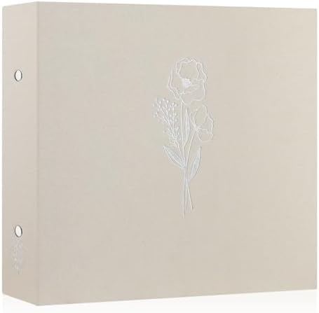 Lanpn 10x10 inch Scrapbook Photo Album, Linen Cover Archival Acid Free Top Load 3 Ring Folder Binder Photo Book 10 x 10 with 30 Plastic Sleeves 60 Pages (Beige) by Lanpn
