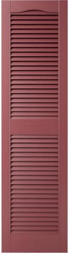 Ekena Millwork Lifetime Vinyl LL1S12X03100WN Standard Cathedral Top Center Mullion, Open Louver Vinyl Shutters, w/Installation Shutter-Lok's & Matching Screws (Per Pair), 12"W x 31"H, Wineberry - Image 2