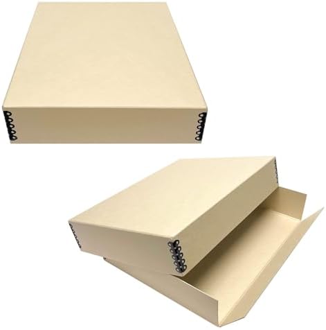 Lineco Drop Front Archival Storage Box, 11.75x15.25x3 in, Tan, 2 Pack by Lineco