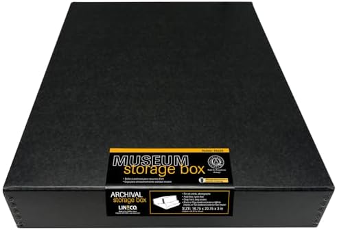 Lineco Museum Archival Storage Box, Drop Front, 16.75x20.75x3 in, Black by Lineco