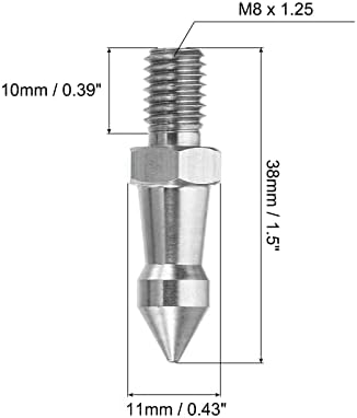 PATIKIL M8 Thread Tripod Spike, 6 Pack Camera Tripod Ground Spike Screw Stainless Steel Spike Mount Adapter for Monopod Style 2, Silver - Image 2