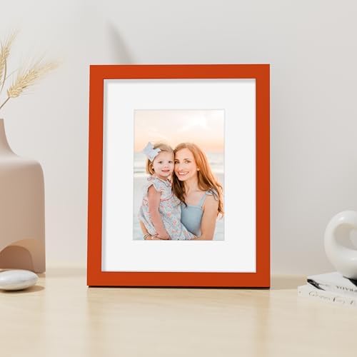 Vittanly 8x10 Picture Frame Made of Solid Wood for Wall or Tabletop, Orange - Image 4
