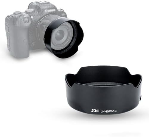 Reversible Tulip Lens Hood for Canon RF 16mm f/2.8 STM Lens, Lens Protector Replaces Canon EW-65C on Canon EOS R6 II R5 II R10 R8 R3 RP R Camera, Allow to Attach 43mm Filter and Snap-on Lens Cap by JJC