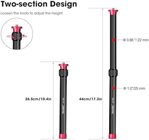 Manbily Gimbal Extension Pole Aluminium Tripod Centre Column Extension Rod 1/4" Thread 2 Section Tube for DJI OSMO Mobile 2 Zhiyun Smooth 4/Q Monopod DSLR Camera Phone Photo Selfies Video Vlog - Image 2