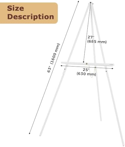 VISWIN 3Pcs 63" White Easel Stand for Wedding Signs, Adjustable Wooden Display Easel with Holder, Tripod Floor Easel for Welcome Board, Poster, Picture, Photos, Paintings - Image 2