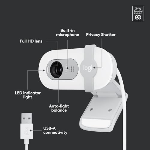 Logitech Brio 100 Full HD 1080p Webcam for Streaming and Meetings - White - Image 6