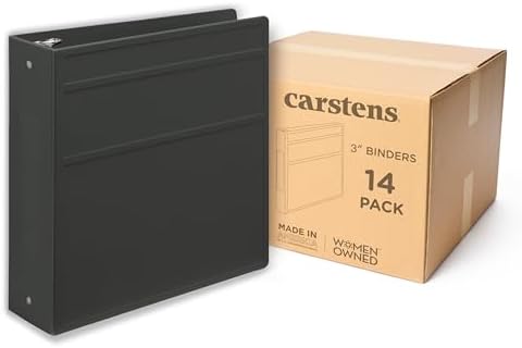 Carstens 3-Inch Heavy Duty 3-Ring Binder - Side Opening, Charcoal Gray, Durable Plastic, Precision No-Gap Rings, Waterproof Cover, No Pockets, Holds 400 Letter Sheets, BPA-Free, Made in USA (1739-3R) by Carstens
