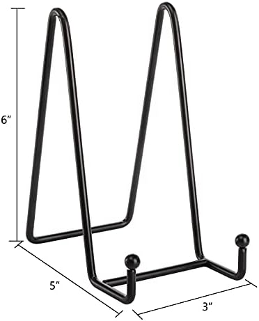 Hedume 8 Pack Iron Display Stand, 6 Inch Black Metal Easel Plate Display Photo Holder Stand, Picture Frame Holder Stand for Decorative Plate, Book, Photo Easel - Image 4