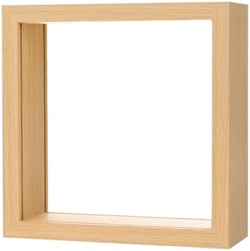 M METERXITY 1-Pack Dried Flower Frame, 6 x 6 Inch Double Acrylic Wooden Dried Flower Photo Floating Frame for Tabletop/DIY/Handicrafts [Wood Color] - Image 7