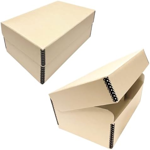 Lineco, Tan Archival Hinged Lid Photo Box 5.5"x7.75"x12", Acid-Free, 2 Pack by Lineco