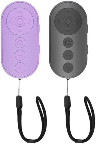 Remote Control for TikTok,Wireless Remote Camera Control Shutter with Zoom for iPhone, Front Rear Camera Switch,Page Turner for E-Book APP, Phone Remote, Scrolling Ring for TIK Tok (Black/Purple) by Aistraunix