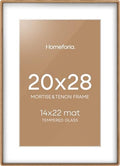 Homeforia 20x28 Mortise&Tenon Natural Oak Picture Frame, 14x22 Mat, Glass by Homeforia