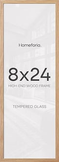 Homeforia 8x24 Natural Oak Panoramic Picture Frame, High-End Wood, Glass by Homeforia