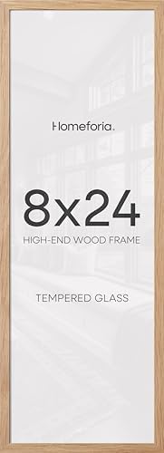 Homeforia 8x24 Natural Oak Panoramic Picture Frame, High-End Wood, Glass by Homeforia