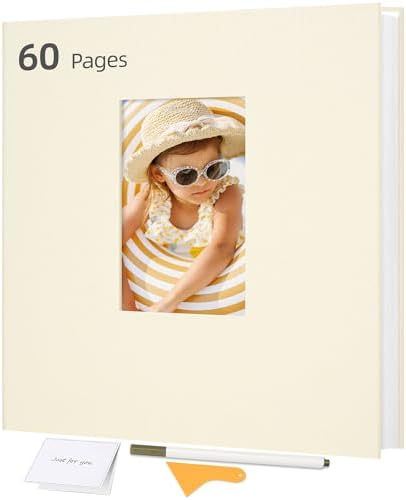 Self Adhesive Photo Album, 60 Pages, 11x10.6 Inch, Beige by Remowith