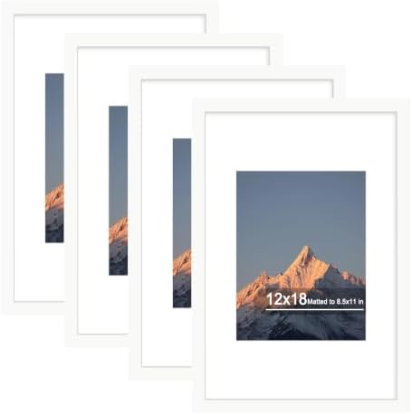 12x18 Wood Picture Frame Set of 4, Wall Mount for Home Decor, White by SZYUU