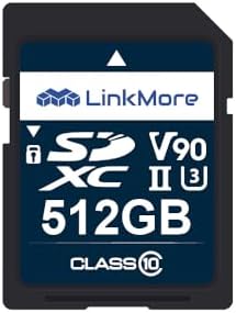 LinkMore XV29 512GB Full-Size SDXC Card, UHS-II U3 V90, R250/W220MB/s by LinkMore