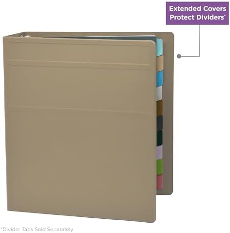 Carstens 3-Inch Heavy Duty 3-Ring Binder - Side Opening, Sand, Durable Plastic, Precision No-Gap Rings, Waterproof Cover, No Pockets, Holds 400 US Letter Sheets, BPA-Free, Made in USA (1713-3R) - Image 6