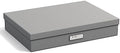 Bigso Sverker Fiberboard Legal and Art Storage Box | Scrapbook Storage Box for Loose Papers and More | Durable Document Boxes with Lid and Metal Label Holder | 17.1’’ x 12.2’’ x 3.3’’ | Grey by Bigso