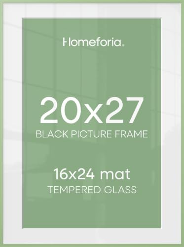 Homeforia 20x27 Green Picture Frame, High-End Metal, 16x24 Mat, Glass by Homeforia
