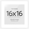 Homeforia 16x16 White Picture Frame, High-End Metal, 12x12 Mat, Glass by Homeforia