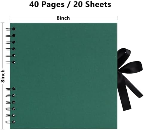Vienrose 8x8 Scrapbook Album Photo DIY Dark Green Thick Kraft 40 Pages - Image 3