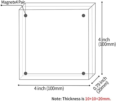 Sezanrpt Acrylic 4x4 Square Picture Frame, Magnetic Acrylic Picture Frames for 4x4 or 3x3 Pictures Display, Clear Double Sided Thick Picture Frames, Photo Frames Desktop Display - Image 2