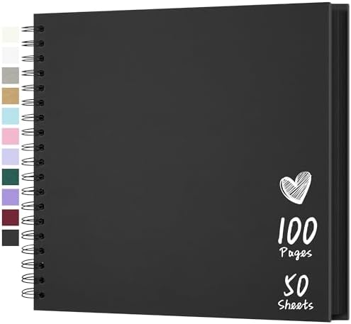 Scrapbook Photo Album 10"x10" 50 Sheets 100 Pages Hardcover Kraft Paper by Hiwhy