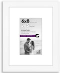 Americanflat 6x8 Picture Frame - Matted to 3x5 - Engineered Wood - White by Americanflat