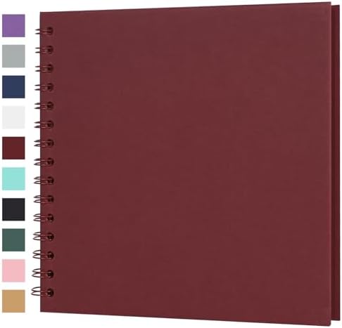 Scrapbook Album 8x8 Inches 40 Pages Hardcover Kraft Paper Red by Bonyomor