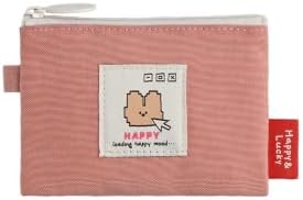 Monolike Happy and Lucky Card Case, Pink - Small Nylon Pouch, Portable Keychain Coin Purse, Waterproof Card Sleeve, Compact Daily Organizer Case by Onlythingsilike