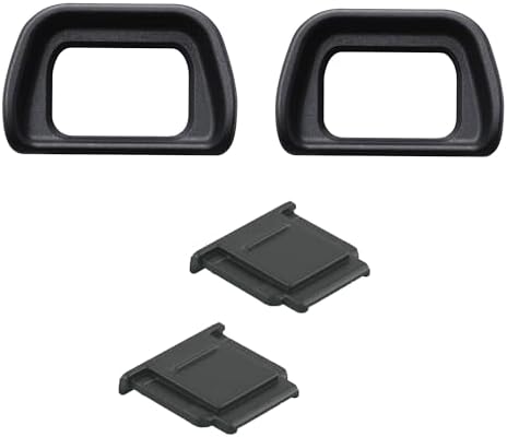 JJC 2-Pack FDA-EP10 Soft Viewfinder Eyecup Eyepiece Eye Cup & 2 Pack FA-SHC1M Hot Shoe Cover Cap for Sony A6300 A6100 A6000 Cameras by JJC