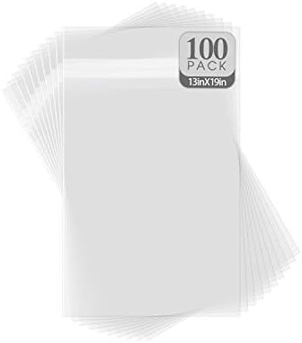 Golden State Art 13x19 Inch Crystal Sealed Clear Plastic Sleeves,100 Pack by GoldenStateArt