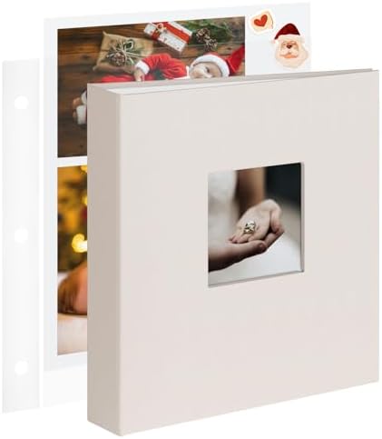 1DOT2 8.5x11 Inch 3 Ring DIY Scrapbook Photo Album, Beige by 1DOT2