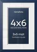Homeforia 4x6 Blue Picture Frame, High-End Metal, 3x5 Mat, Glass by Homeforia