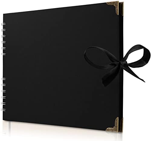 Scrapbook Album, 50 Pages, 11 x 8.5 Inch, Black Photo Album, Scrap Book by Bstorify