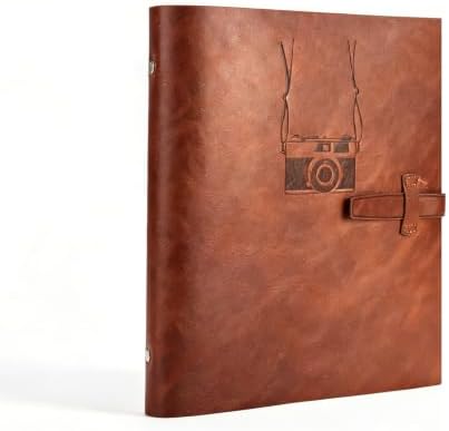Vintage PU Leather DIY Scrapbook, 6-Ring Refillable 180° Lay Flat Photo Album Holds 220 4x6 Photos, 25 Blank Pages, Gift for Wedding Baby Travel Family by ThxMadamscrapbookphotoalbummorestyles