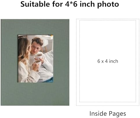 Small 4x6 Photo Album 100 Pockets Linen Cover Gray Green - Image 2