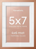 Homeforia 5x7 Rose Picture Frame, High-End Metal, 4x6 Mat, Glass by Homeforia