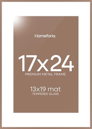 Homeforia 17x24 Mocha Picture Frame, High-End Metal, 13x19 Mat, Glass by Homeforia