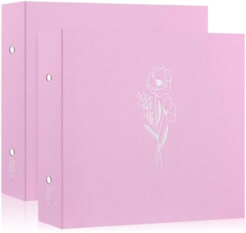 Lanpn Scrapbook Photo Album 12x12 2 Packs, Linen Cover Archival Acid Free Top Load 3 Ring Binder Folder Photo Book 12 x 12 with 30 Plastic Sleeves 60 Pages Pink by Lanpn