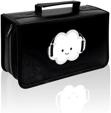 DVD Case CD Storage,128 Capacity Cute Cloud Music CD Cases Holder DVD Storage Case Holders CD DVD Disc Case Storage Wallet Binder for Car Home Office Travel (128 Cloud Black) by YILAGCDDVDCase