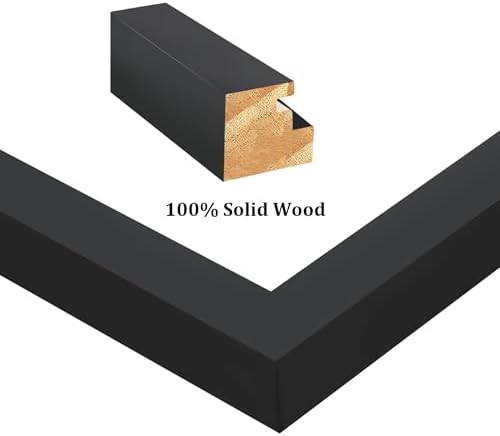 Egofine A4 Picture Frames Set of 4, Made of Solid Wood Covered by Plexiglass 5x7 and 6x8 with Mat or A4 whitout Mat, for Table Top Display and Wall Mounting Photo Frame Black - Image 2