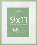 Homeforia 9x11 Green Picture Frame, High-End Metal, 6x8 Mat, Glass by Homeforia