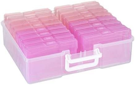 4" x 6" Plastic Photo Storage Case with 16 Inner Pink Small Boxes by Naivees