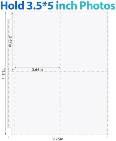 Feifeiya 150 Pack 3.5 x 5 Photo Sleeves for 3 Ring Binder(for 1200 Pictures) archival Photo Page Protectors Holds Clear Plastic Refill Pages Plastic Album Refill Pages - Image 2